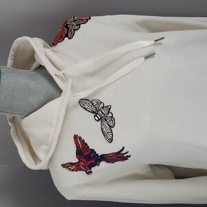 Aritzia Little Moon Embroidered Cream Hoodie